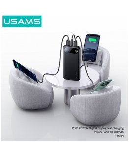 USAMS PB80 PD20W 10000mAh Power Bank Black