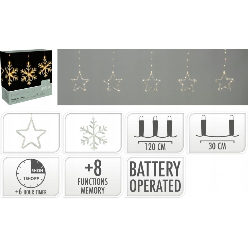 KOOPMAN CHRISTMAS LIGHTS CURTAIN 200x200 CM 408LED SNOWFLAKE MULTICOLOR – 2