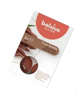Bolsius True Scents Aromātiskās Tējas Sveces Oud Wood 6gab