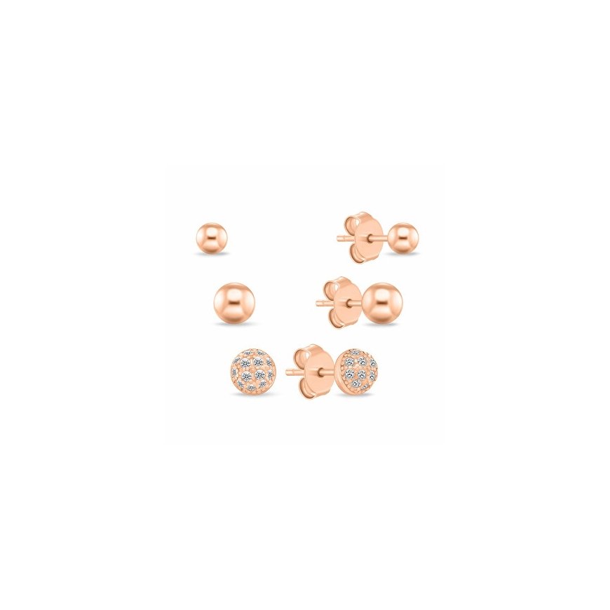 Brilio Silver Gold-plated Stud Earring Set SET297R (3 Pairs of Earrings)