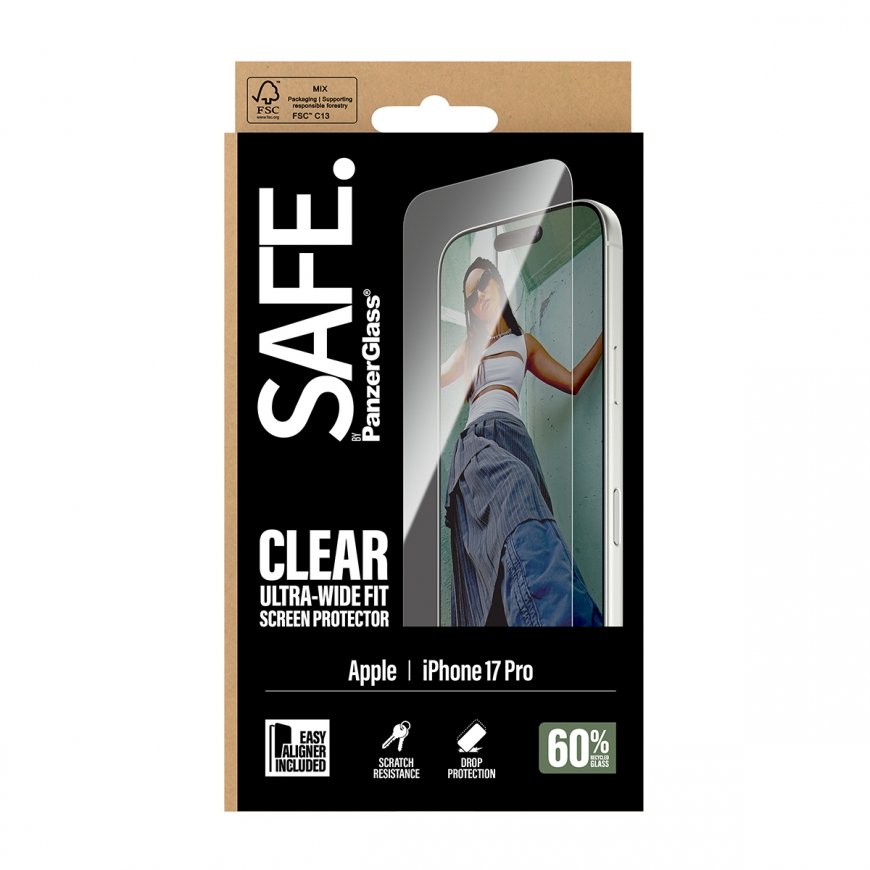 PanzerGlass SAFE. by ® Screen Protector iPhone 17 Pro | Ultra-Wide Fit w. EasyAligner – 3