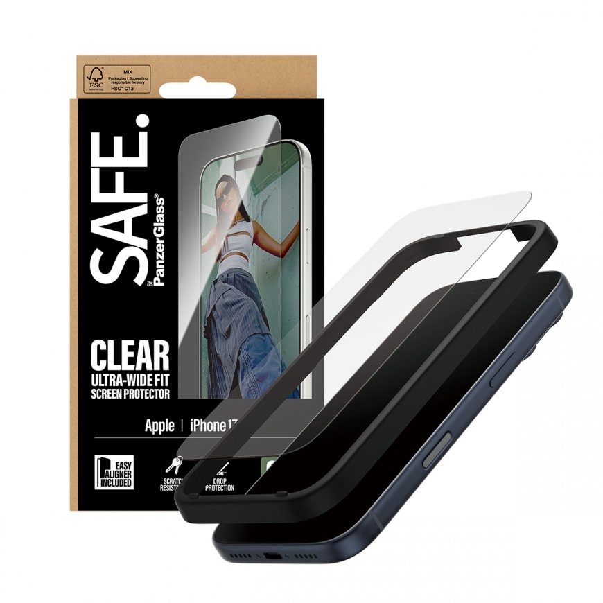 PanzerGlass SAFE. by ® Screen Protector iPhone 17 Pro | Ultra-Wide Fit w. EasyAligner Caurspīdīgs ek – 5