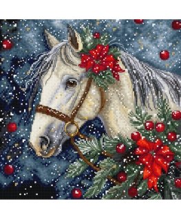 Letistitch ristipistovälineet "Talven hevonen" 20x20cm SLETIL9955