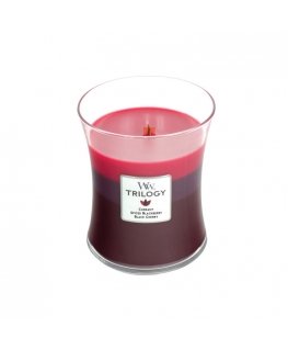 WoodWick Sun Ripened Berries vaska svece Apaļš Jāņoga, Kazene, Spice Sarkans 1 pcs