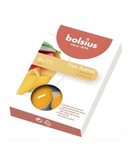 Bolsius True Scents Aromātiskās Tējas Sveces Mango 6gab