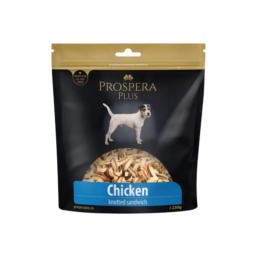Gardums suņiem – Prospera Plus Chicken Sandwich Knots, 230 g