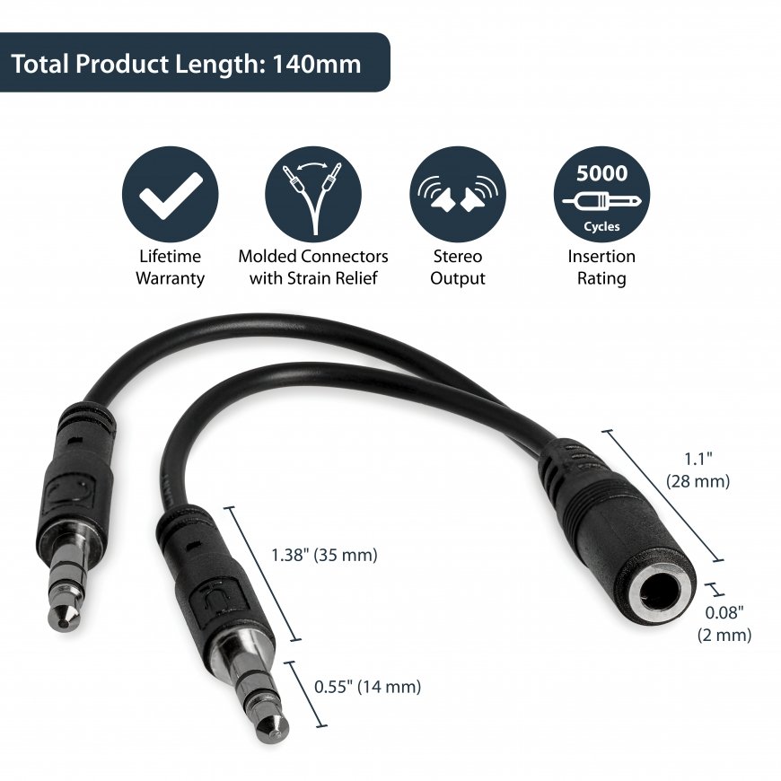 StarTech.com MUYHSFMM garso kabelis 0,13 m 3.5mm 2 x 3.5mm Juoda – 3
