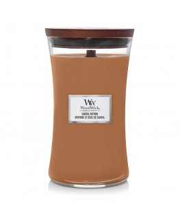 WoodWick Santal Myrrh vahakynttilä Sylinteri Meripihka, Sitruuna, Puu Ruskea 1 kpl