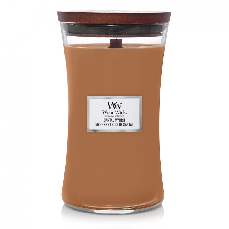 WoodWick Santal Myrrh wax candle Cylinder Amber, Lemon, Wood Brown 1 pc(s)