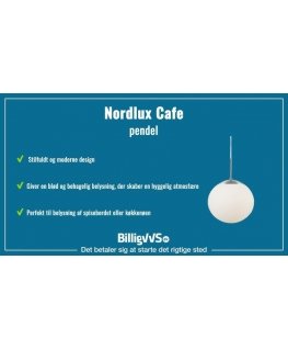 Noortrade Nordlux Cafe -riippuvalaisin, E27, 30 cm, valkoinen
