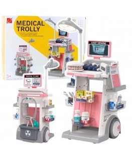 Lean Toys Lääkärin Hammaslääkärisetti Lääkärikärry Valot Vaaleanpunainen 26 kpl.