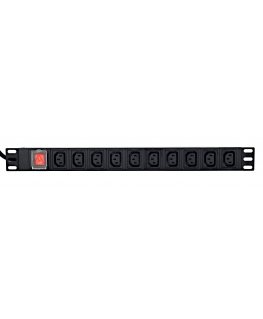 Gembird Power Distribution Unit PDU 10pcs C13 Sockets 1U 16A C19 Plug 2m Cable