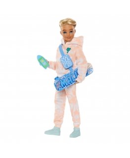Barbie Dream Besties Ken Fashion Doll with 9 Summer & Skateboard Themed Accessories