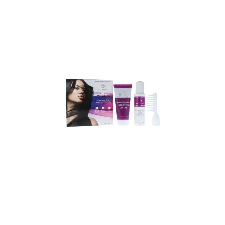 Set Regrowz: homeopātisks, galvas ādas serums, atjaunojošs, 75 ml + homeopātisks, galvas ādas krēms, ārstēšana, mitrina un aizsa