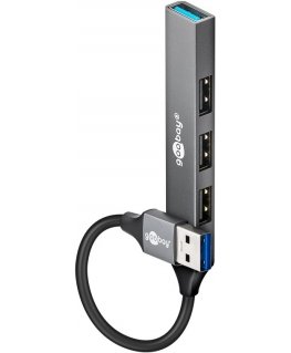 Goobay 74456 keskitin USB 3.2 Gen 1 (3.1 Gen 1) Type-A 5000 Mbit/s Vaaleanharmaa
