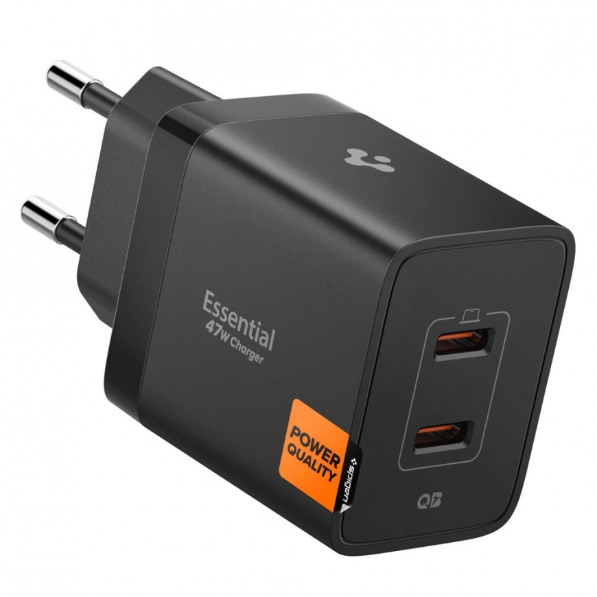 SPIGEN ESSENTIAL EE472EU 2-PORT NETWORK CHARGER 47W BLACK