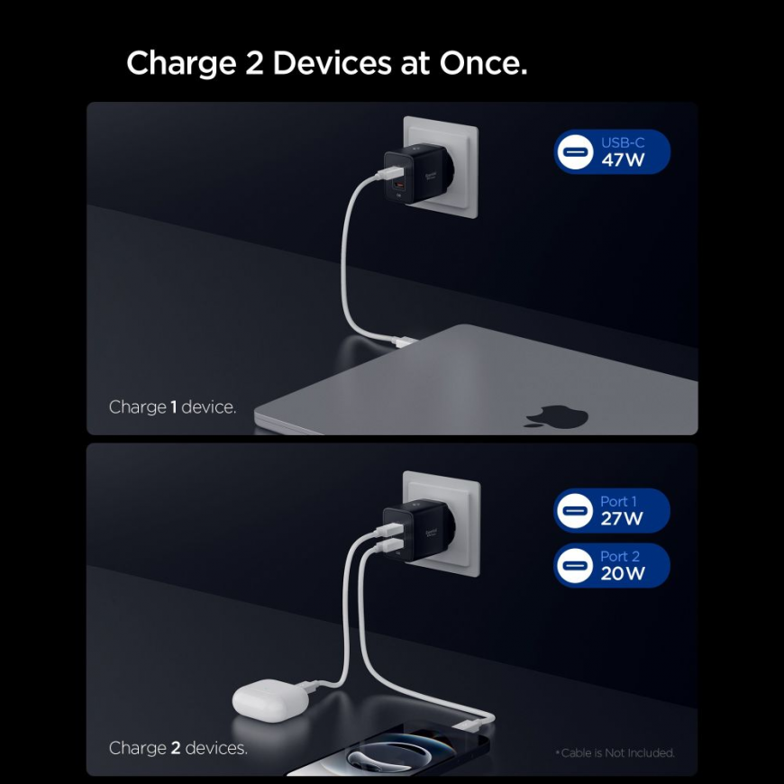 SPIGEN ESSENTIAL EE472EU 2-PORT NETWORK CHARGER 47W BLACK – 5