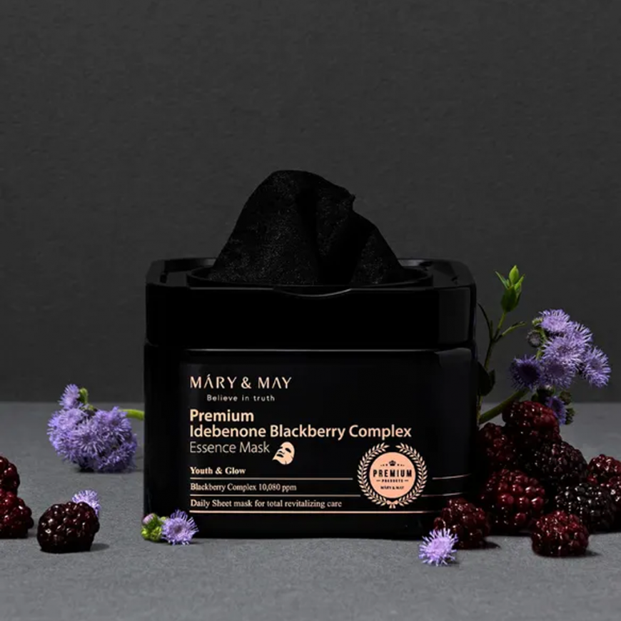 MARY & MAY Premium Idebenone Blackberry Complex Multi-Purpose Face Mask (Essence Mask) 20 pcs – 2