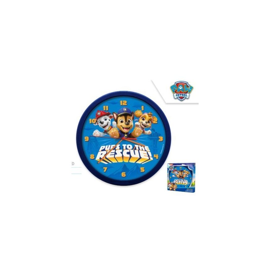 Lasten Euroswan - Lisenssitarvikkeet Lasten seinäkello „Euroswan“, suuri, 25 cm, lapsille, „Paw Patrol“, „Paw Patrol“ / „Paw2000