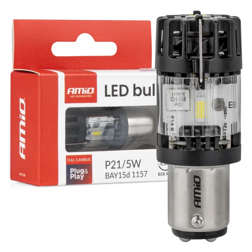 LED lemputė lumitec bay15d p21/5w 12v full canbus balta amio-04689