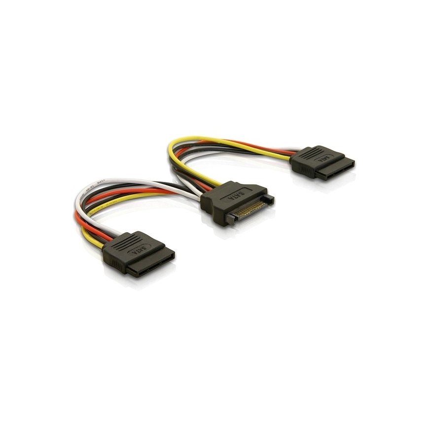 DeLOCK Cable Power SATA 15pin 2x SATA HDD – straight 0,15 m