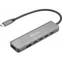 Sandberg 136-77 dokstacija Vadu USB 3.2 Gen 1 (3.1 Gen 1) Type-C Pelēks Sandberg 136-77 dokstacija Vadu USB 3.2 Gen 1 (3.1 Gen 1) Type-C Pelēks