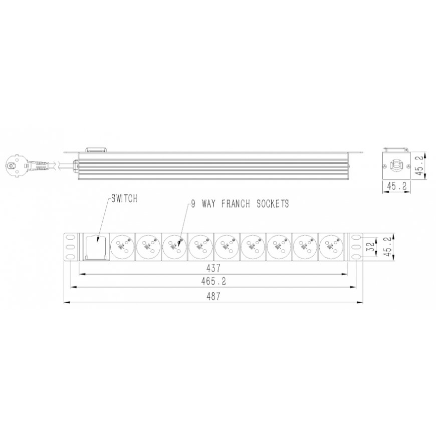 Gembird *Rack power strip PDU 9xFR 1U 16A F – 2