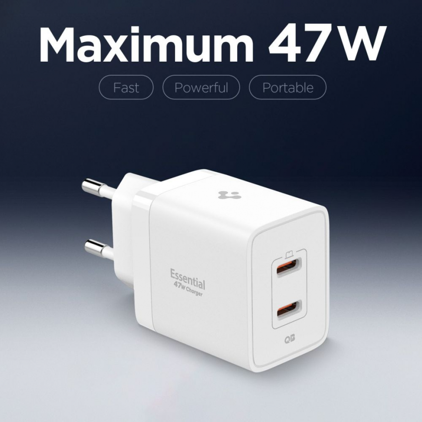 SPIGEN ESSENTIAL EE472EU 2-PORT NETWORK CHARGER 47W WHITE – 4