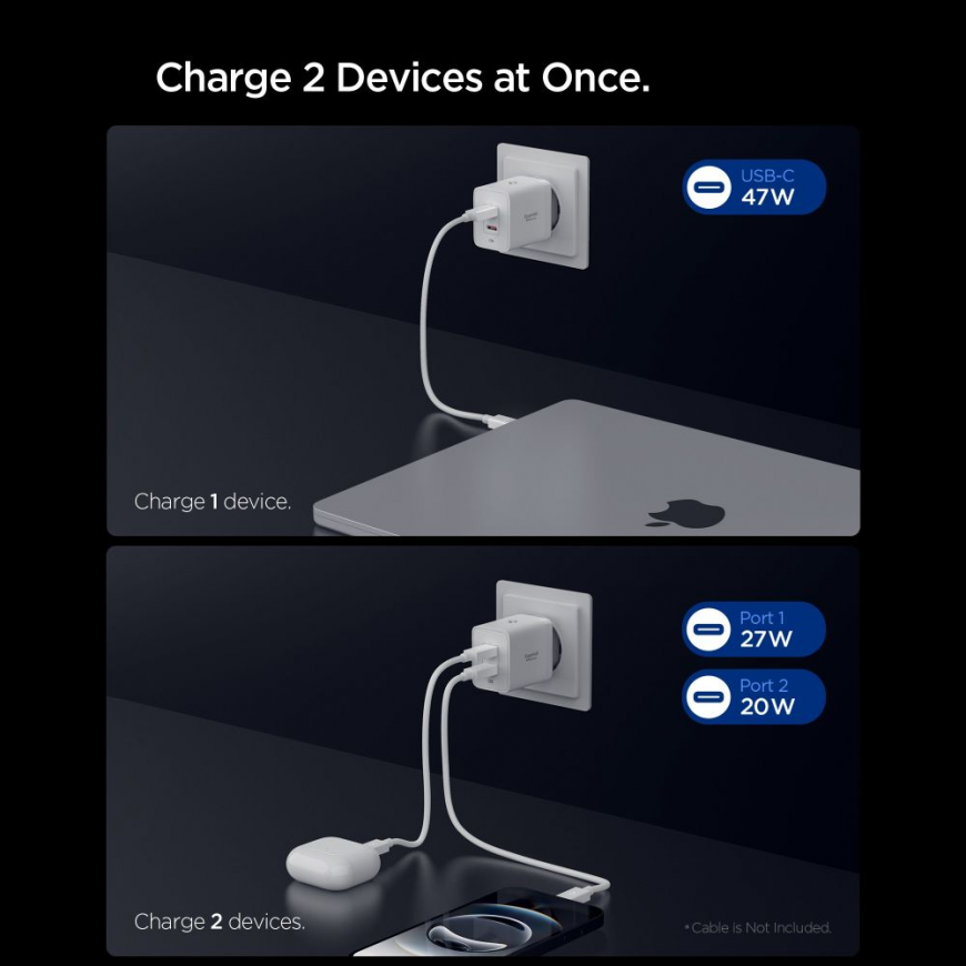 SPIGEN ESSENTIAL EE472EU 2-PORT NETWORK CHARGER 47W WHITE – 5