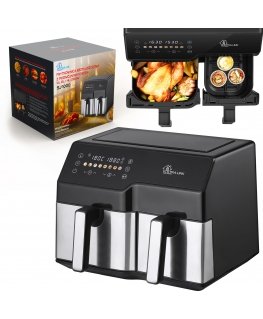 Extralink HOME AIR FRYER 10L (6L+4L) EU SJ-1000 2500W fritüür Kahekohaline Kuumaõhu fritüür Must