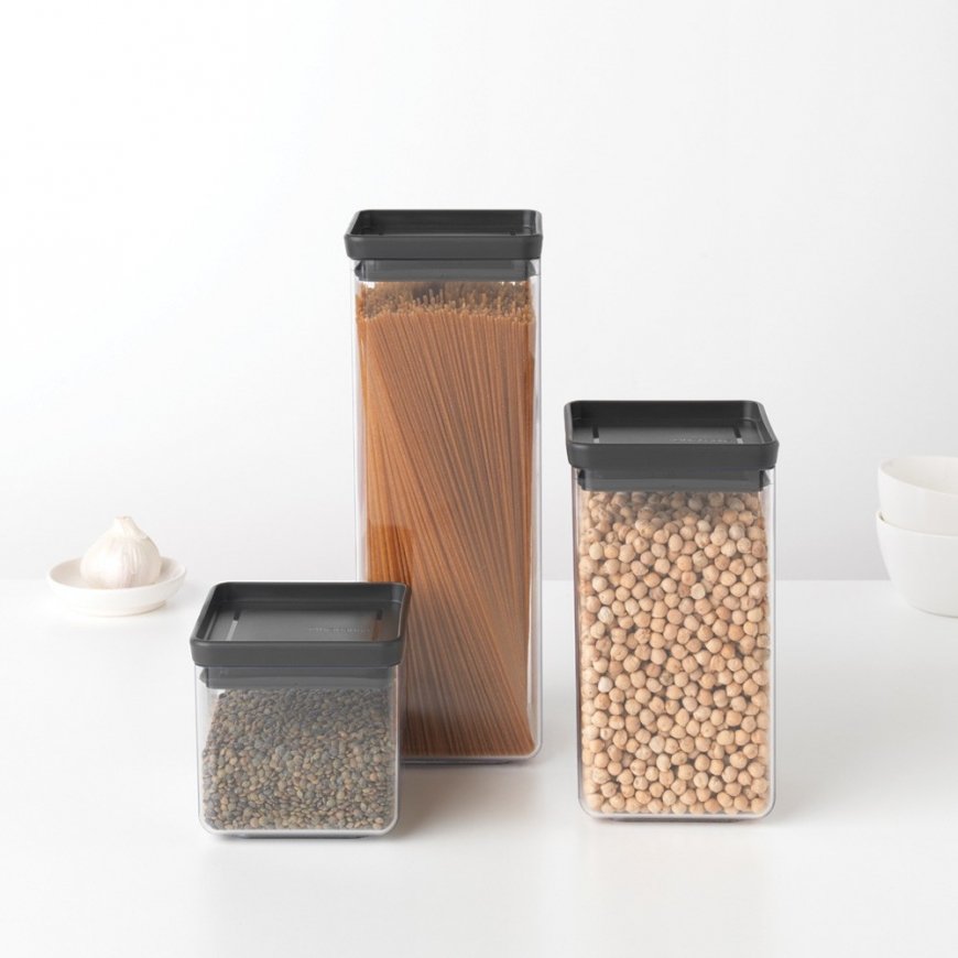 Brabantia 122309 банка Квадратный Пластик Черный, Прозрачный – 4