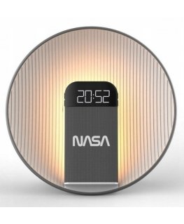 Nešiojama Bluetooth kolonėlė su laikrodžiu, Qi įkrovikliu, LED lempa, balta, su šviesos signalu, Nasa SPC600 / Nasa SPC600