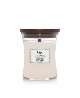 WoodWick White Teak восковая свеча Цилиндр Кедровое дерево, Дубовая древесина, Дубовый мох, Сандал Белый 1 шт