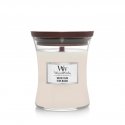 WoodWick White Teak vaska svece Cilindrs Ciedrs, Ozolkoks, Ozola sūnas, Sandalkoks Balts 1 pcs
