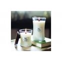WoodWick White Teak vahaküünal Silinder Kadakapuu, Tammepuit, Kollane lõhnasambil, Sandlipuu Valge 1