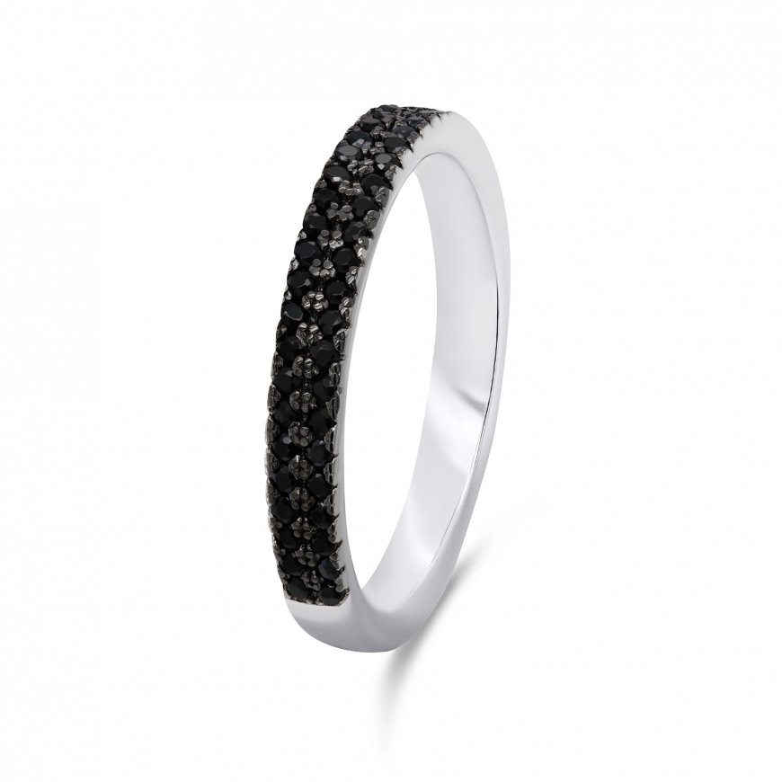 Brilio Silver Brilio Silver Sparkling silver ring with black zircons RI058W
