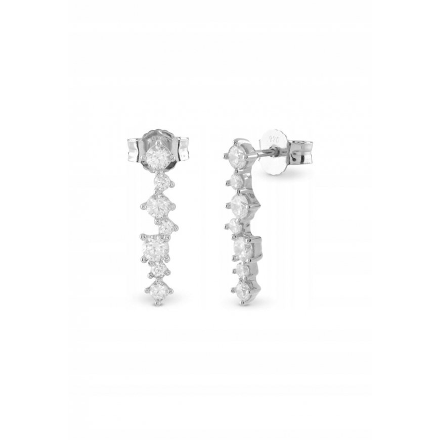 Guess Silver Dangle Earrings with Cubic Zirconia Jardin JSBE04494JWRHT/U