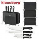 8-piece knife and cutting board set with organizer, black, stain