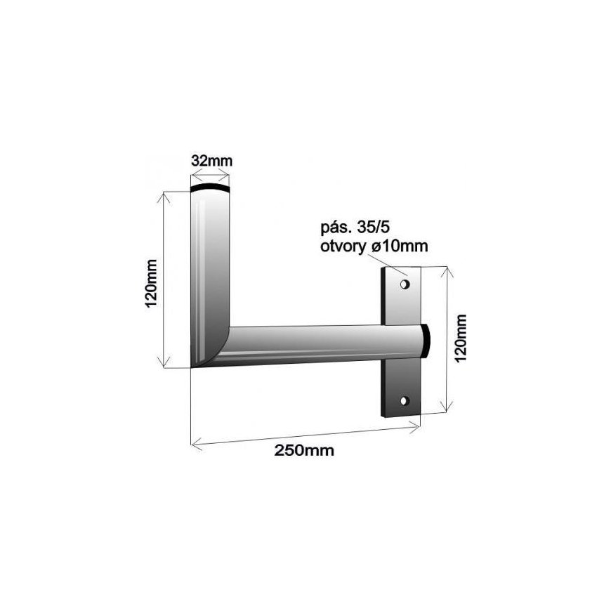Wfmetal Antenas stiprinājums pie sienas pie loga ar joslu, labā stiprinājuma versija, galvanizēts cinks, garums 25 cm, diametrs