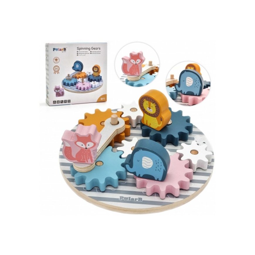 Viga Toys Puinen värikkäät hammasrattaat VIGA PolarB