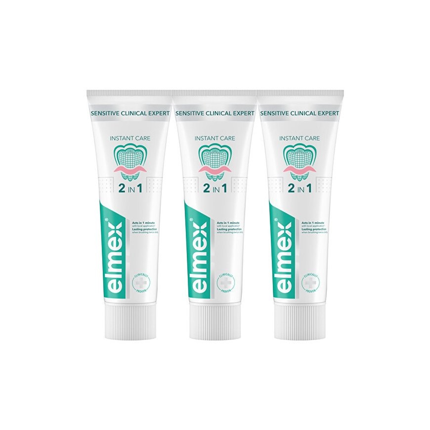 Elmex Sensitive Clinical Expert Instant Care Trio Toothpaste 3 x 75 ml fluoride toothpaste Unisex