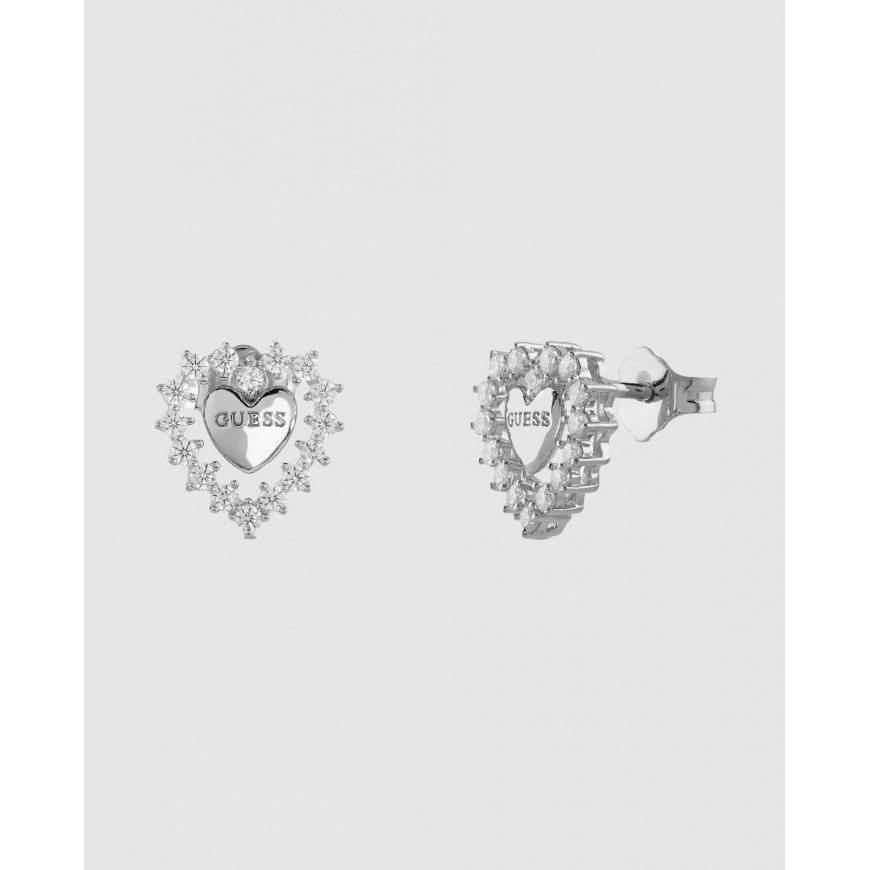 Guess Silver Heart Earrings with Cubic Zirconia Jardin JSBE04458JWRHT/U – 2