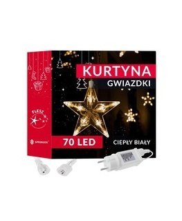 KOOPMAN Christmas Tree Lights, Light Curtain, 120 x 120 cm, 235 LED, Warm White Stars