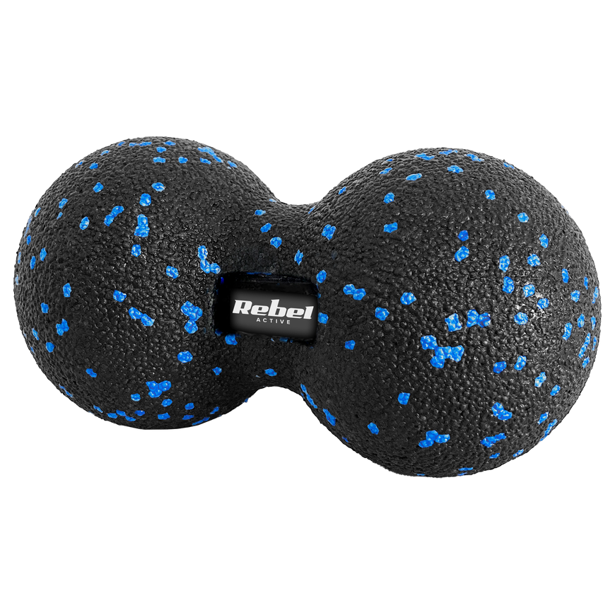 Duoball divkāršu masāžas bumbiņas 12cm, melnā un zilā krāsā, EPP materiāls, REBEL ACTIVE – 2