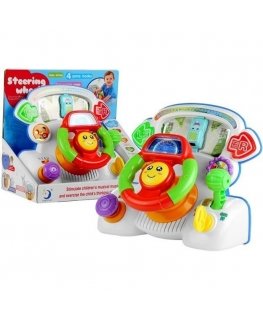 Lean Toys Interactive Steering Wheel For Kids Driving Simulator Lights Sounds Green