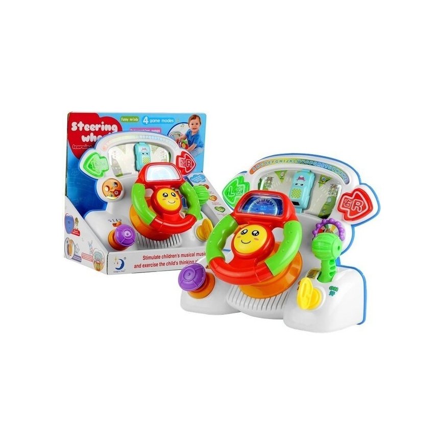 Lean Toys Interactive Steering Wheel For Kids Driving Simulator Lights Sounds Green