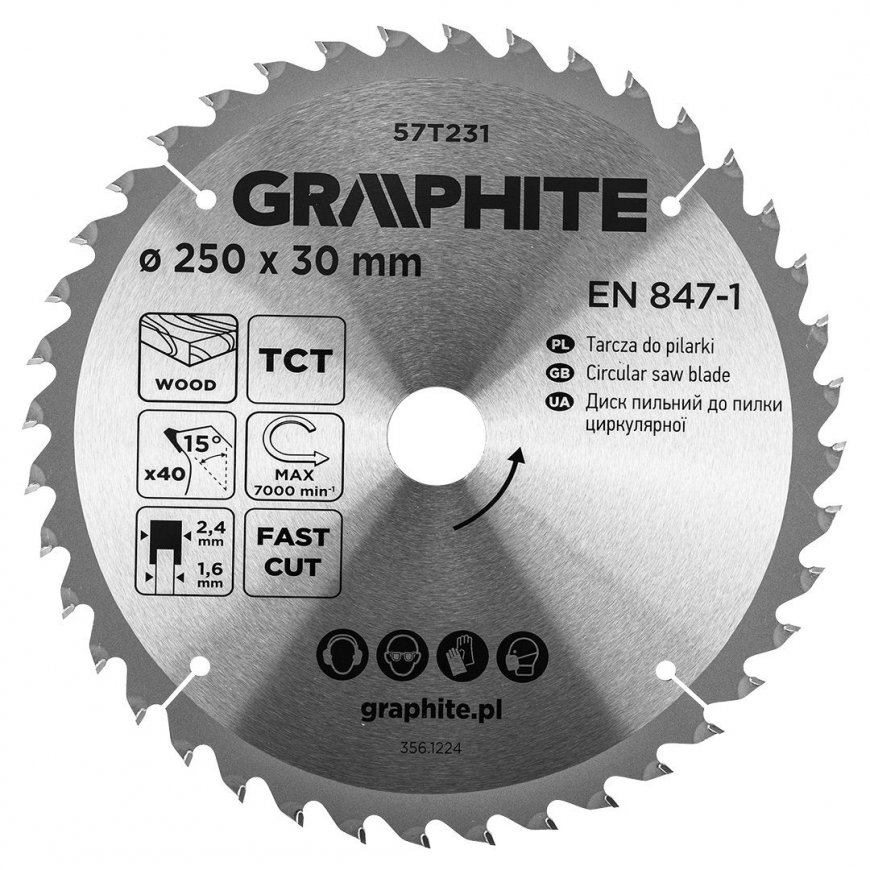 Graphite Diskinio pjūklo disks, Widia, 250
