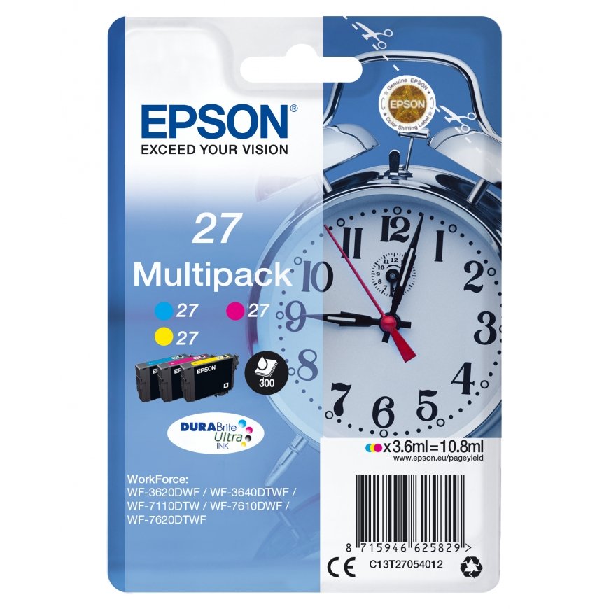 Epson Alarm clock C13T27054012 tindikassett 1 tk Originaal Standard Yield Tsüaan, Magenta, Kollane