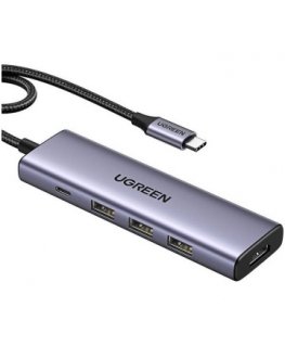 Vention Hub 5-in-1 USB-C 100W PD 5Gbps 4K@60Hz Silver