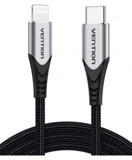 USB-C to Lightning -kaapeli 3A 480Mbps 1m musta